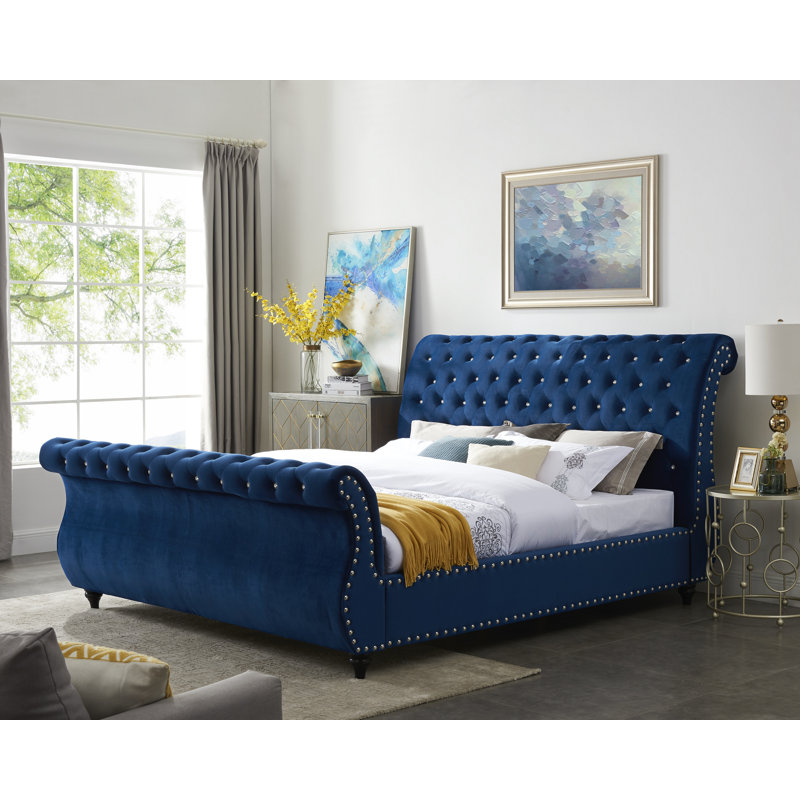 Rosdorf Park Matos Tufted Upholstered Sleigh Bed Reviews Wayfair Canada
